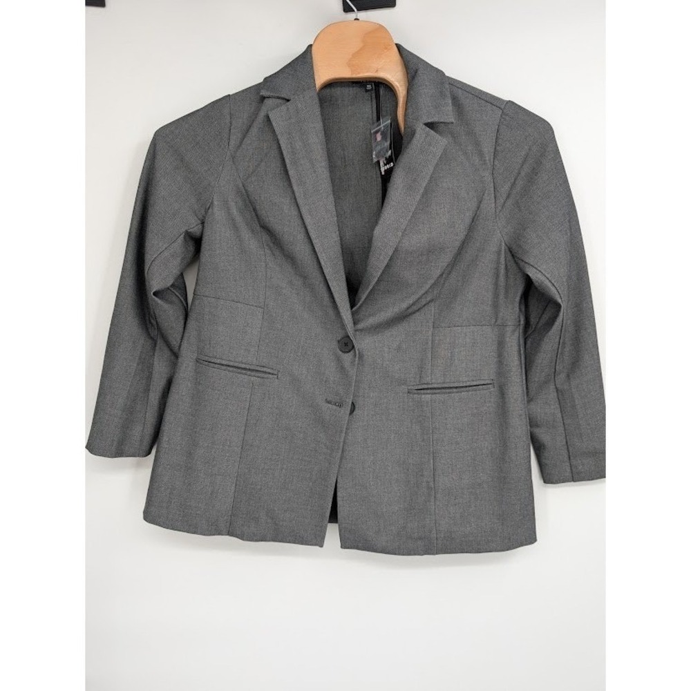 Torrid Studio Luxe Longline Blazer Jacket Gray Career Stretch Women 00 NWT - Picture 3 of 7